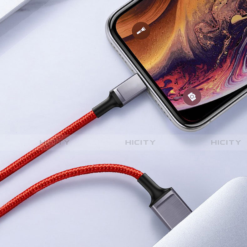 Cavo da USB a Cavetto Ricarica Carica C03 per Apple iPhone 12 Rosso