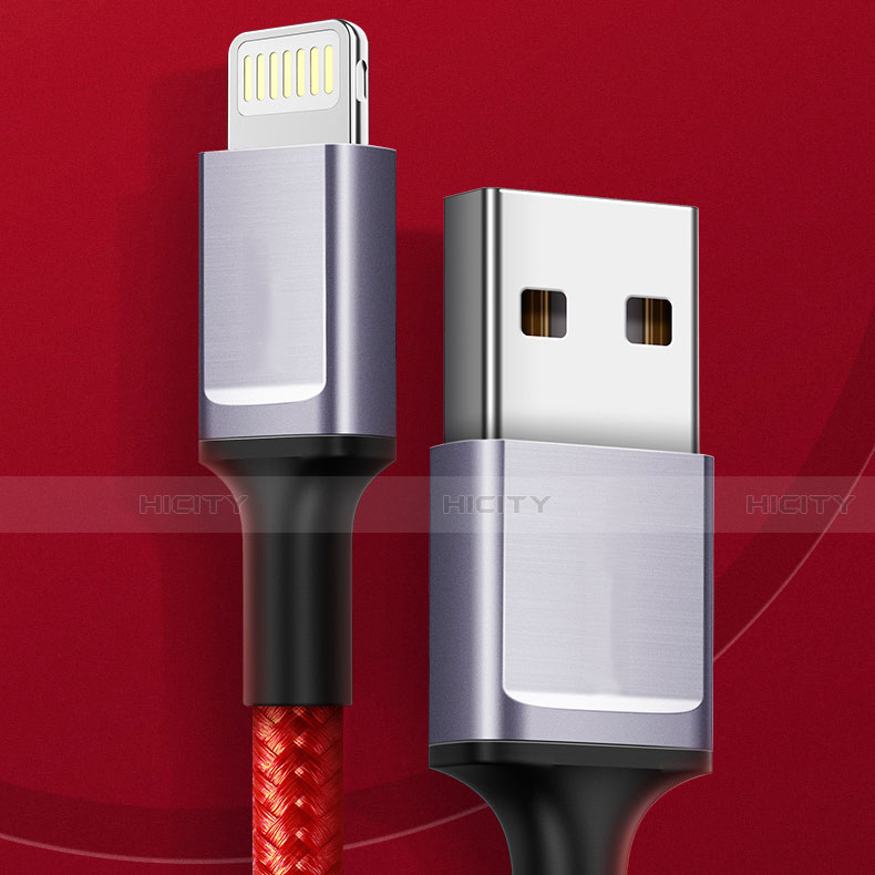 Cavo da USB a Cavetto Ricarica Carica C03 per Apple iPhone 14 Plus Rosso