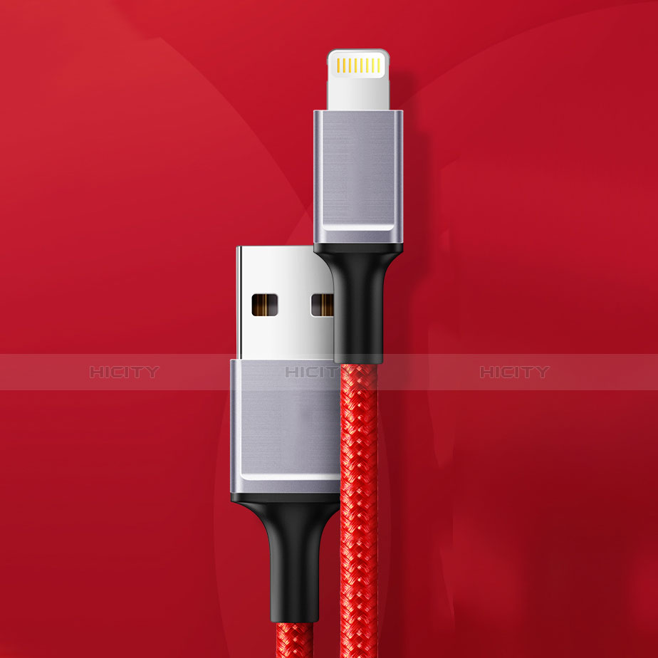 Cavo da USB a Cavetto Ricarica Carica C03 per Apple iPhone 14 Pro Max Rosso