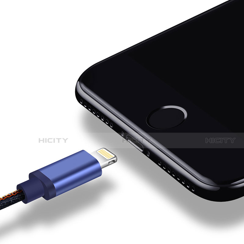 Cavo da USB a Cavetto Ricarica Carica D01 per Apple iPhone 7 Plus Blu