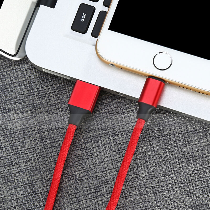 Cavo da USB a Cavetto Ricarica Carica D03 per Apple iPhone 12 Pro Rosso