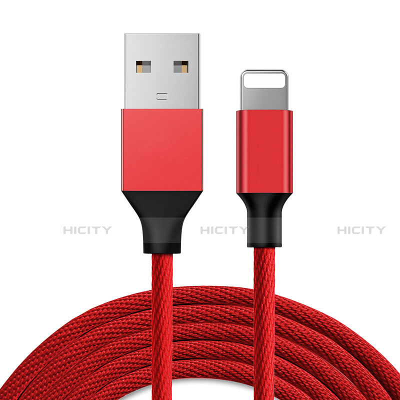 Cavo da USB a Cavetto Ricarica Carica D03 per Apple iPhone 7 Plus Rosso