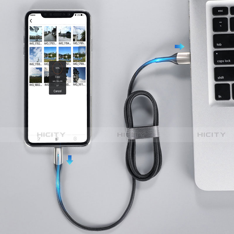 Cavo da USB a Cavetto Ricarica Carica D09 per Apple iPad New Air (2019) 10.5 Nero