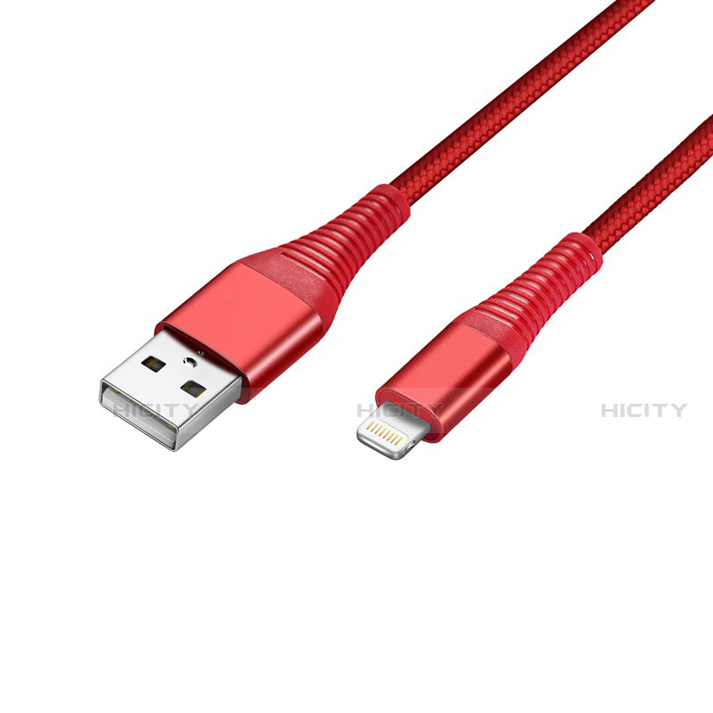 Cavo da USB a Cavetto Ricarica Carica D14 per Apple iPhone 11 Pro Rosso