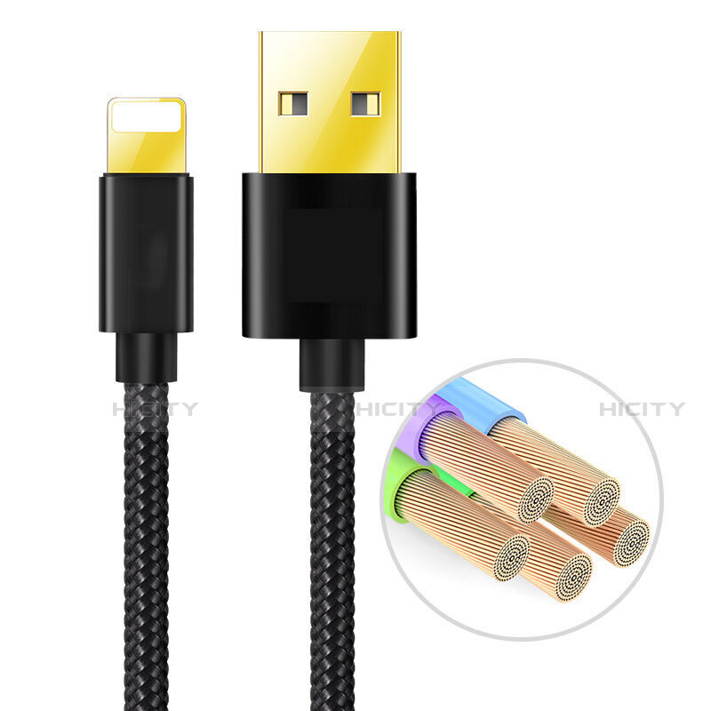 Cavo da USB a Cavetto Ricarica Carica L02 per Apple iPhone 13 Nero