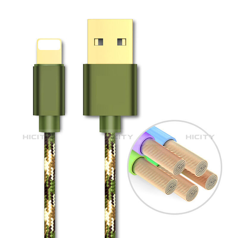 Cavo da USB a Cavetto Ricarica Carica L03 per Apple iPhone 5 Verde