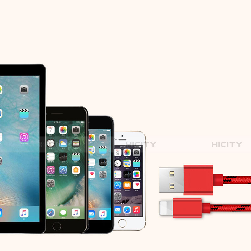 Cavo da USB a Cavetto Ricarica Carica L05 per Apple iPhone 13 Pro Rosso
