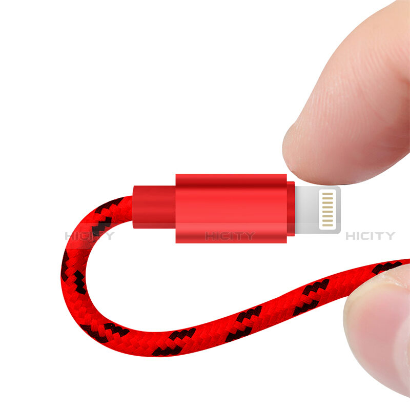 Cavo da USB a Cavetto Ricarica Carica L10 per Apple iPhone 13 Pro Max Rosso