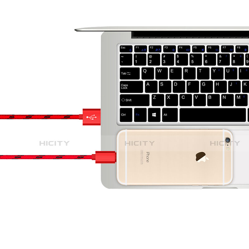Cavo da USB a Cavetto Ricarica Carica L10 per Apple iPhone 14 Pro Rosso