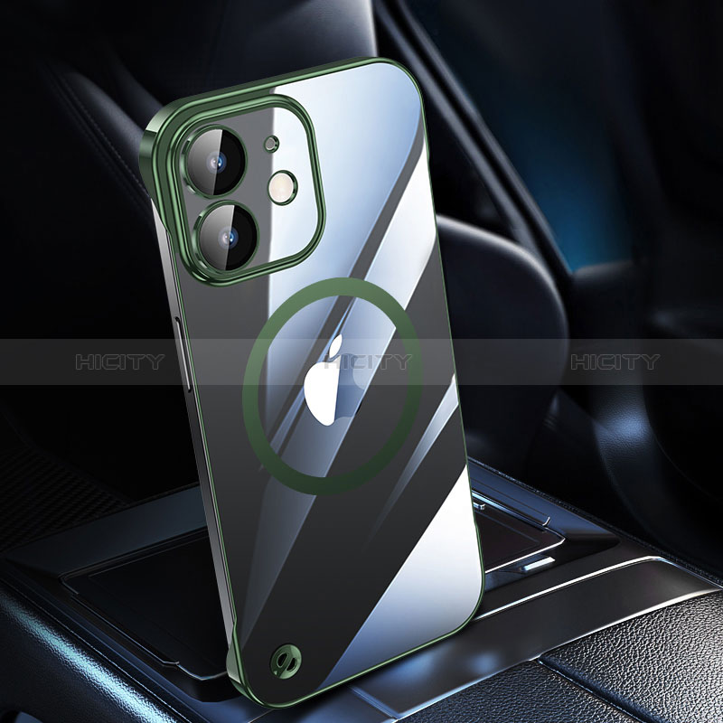 Cover Crystal Trasparente Rigida Cover con Mag-Safe Magnetic QC1 per Apple iPhone 12 Verde