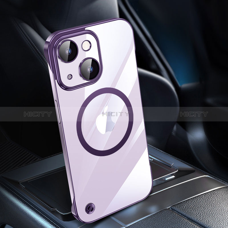 Cover Crystal Trasparente Rigida Cover con Mag-Safe Magnetic QC1 per Apple iPhone 14 Viola