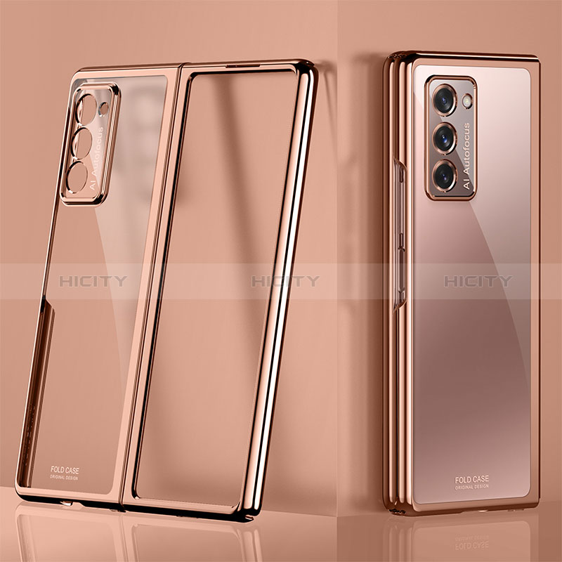 Cover Crystal Trasparente Rigida Cover H01 per Samsung Galaxy Z Fold2 5G Oro Rosa