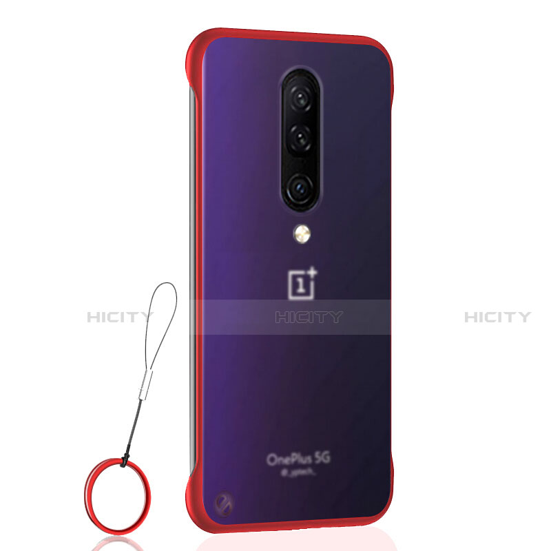 Cover Crystal Trasparente Rigida Cover H02 per OnePlus 8 Rosso