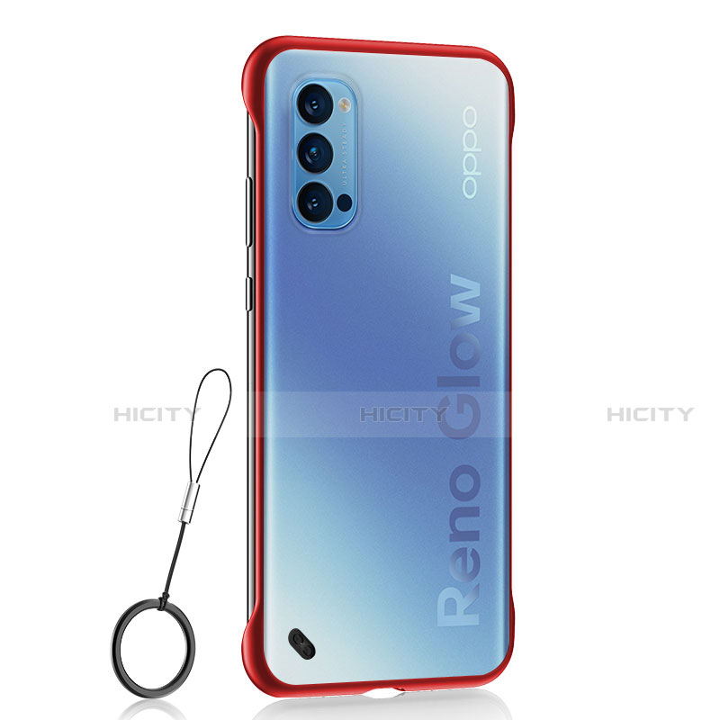 Cover Crystal Trasparente Rigida Cover H02 per Oppo Reno4 5G Rosso