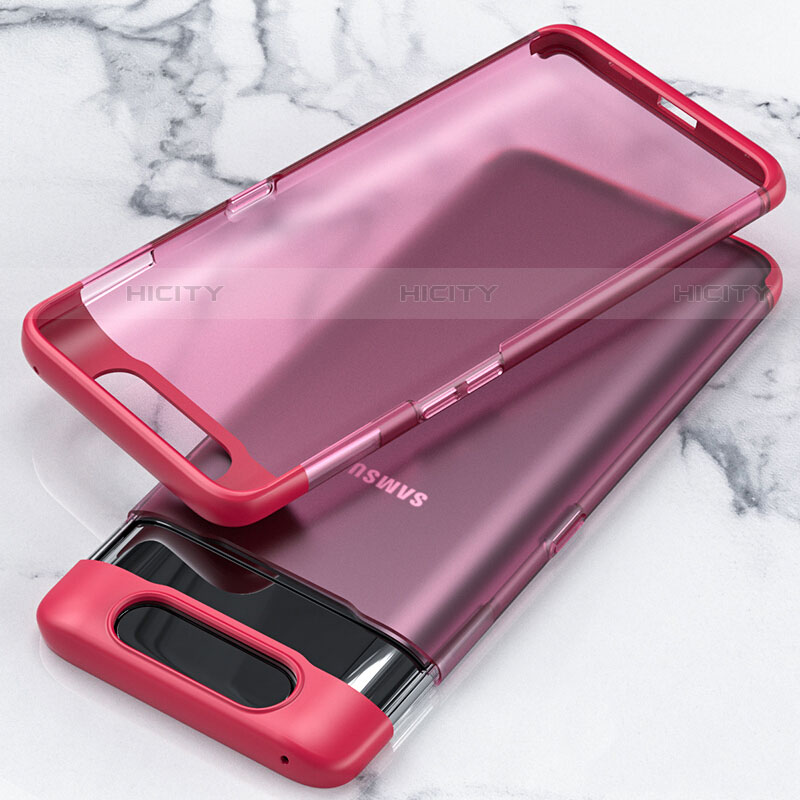 Cover Crystal Trasparente Rigida Cover H02 per Samsung Galaxy A80 Rosso