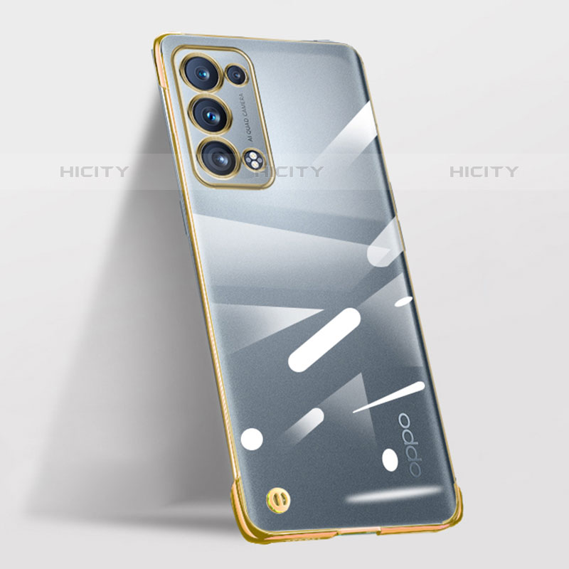 Cover Crystal Trasparente Rigida Cover H03 per Oppo Reno6 Pro 5G Oro