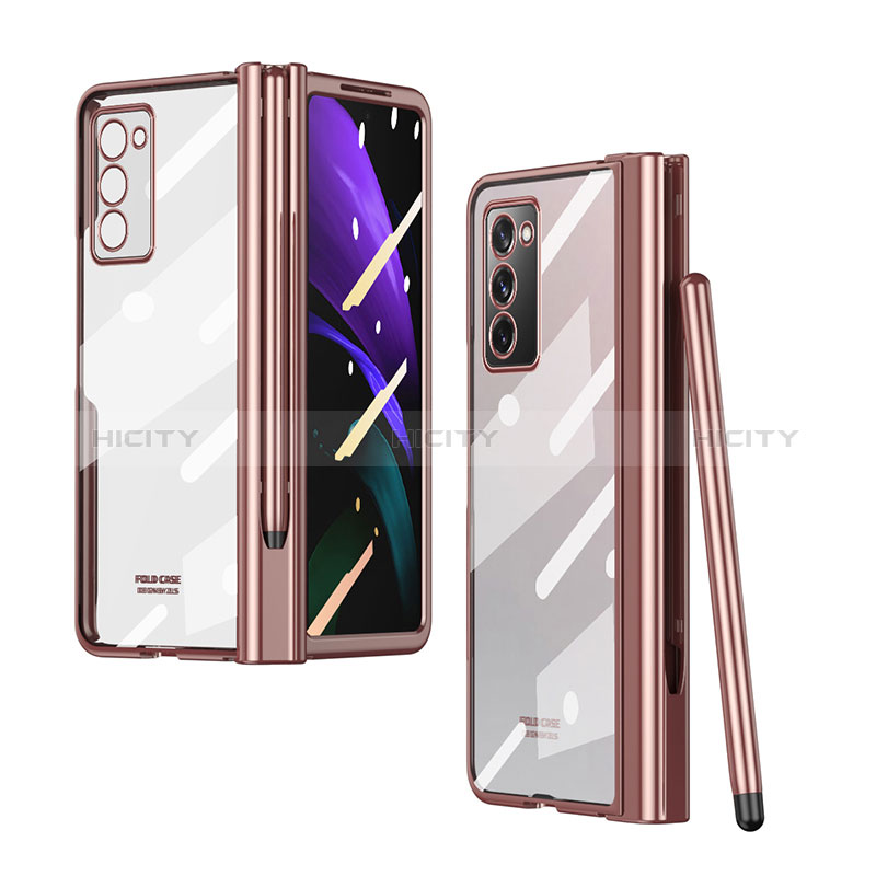 Cover Crystal Trasparente Rigida Cover H03 per Samsung Galaxy Z Fold2 5G Oro Rosa