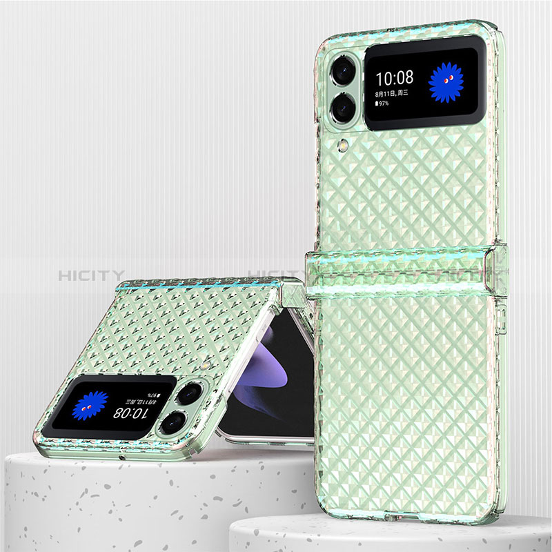 Cover Crystal Trasparente Rigida Cover H04 per Samsung Galaxy Z Flip3 5G Verde