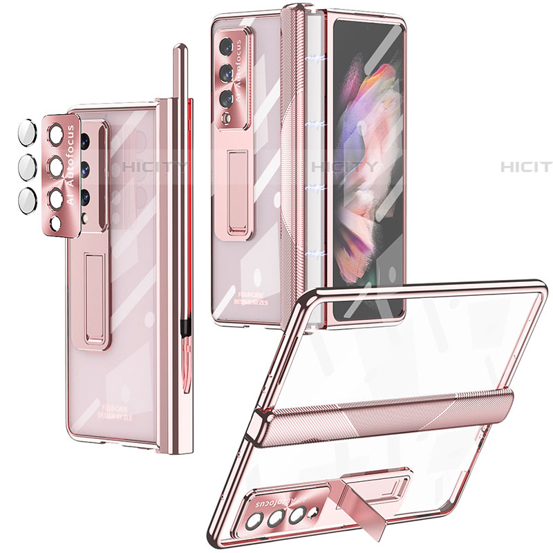Cover Crystal Trasparente Rigida Cover H05 per Samsung Galaxy Z Fold4 5G Oro Rosa