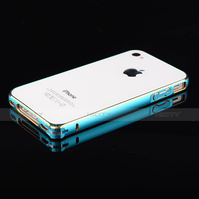 Cover Lusso Laterale Alluminio per Apple iPhone 4 Cielo Blu
