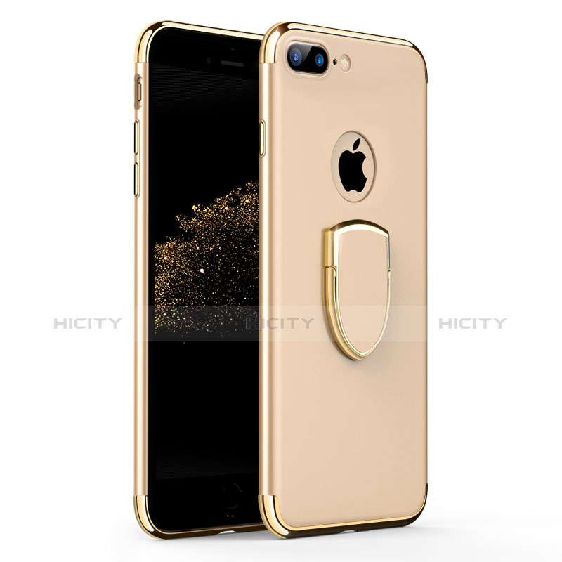 Cover Lusso Metallo Laterale e Plastica con Anello Supporto A03 per Apple iPhone 8 Plus Oro