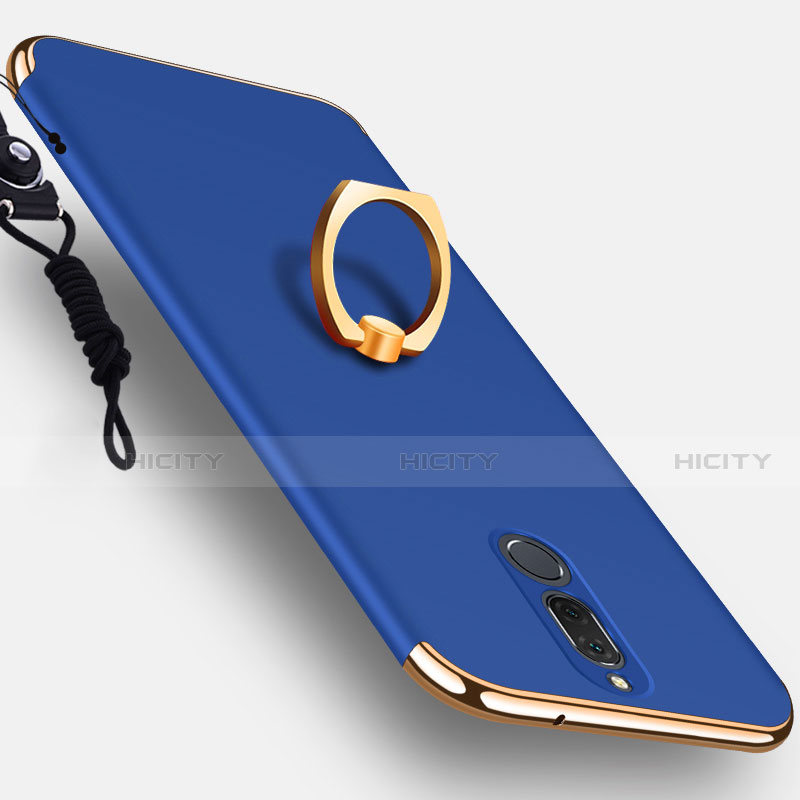 Cover Lusso Metallo Laterale e Plastica con Anello Supporto per Huawei G10 Blu