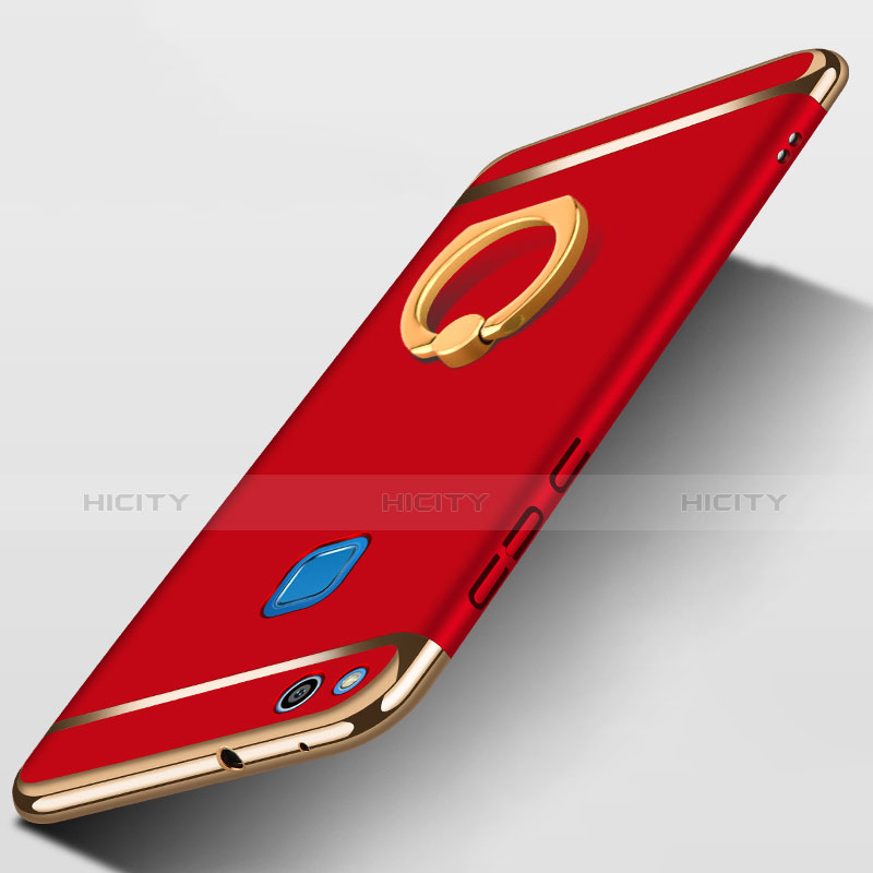 Cover Lusso Metallo Laterale e Plastica con Anello Supporto per Huawei GR3 (2017) Rosso