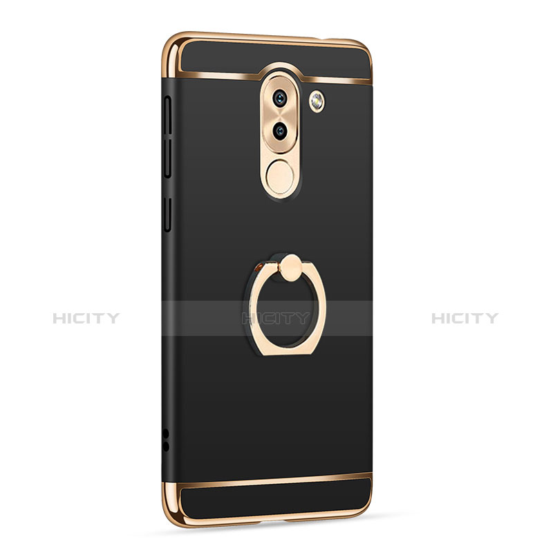 Cover Lusso Metallo Laterale e Plastica con Anello Supporto per Huawei Honor 6X Nero