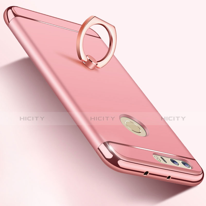 Cover Lusso Metallo Laterale e Plastica con Anello Supporto per Huawei Honor 8 Oro Rosa