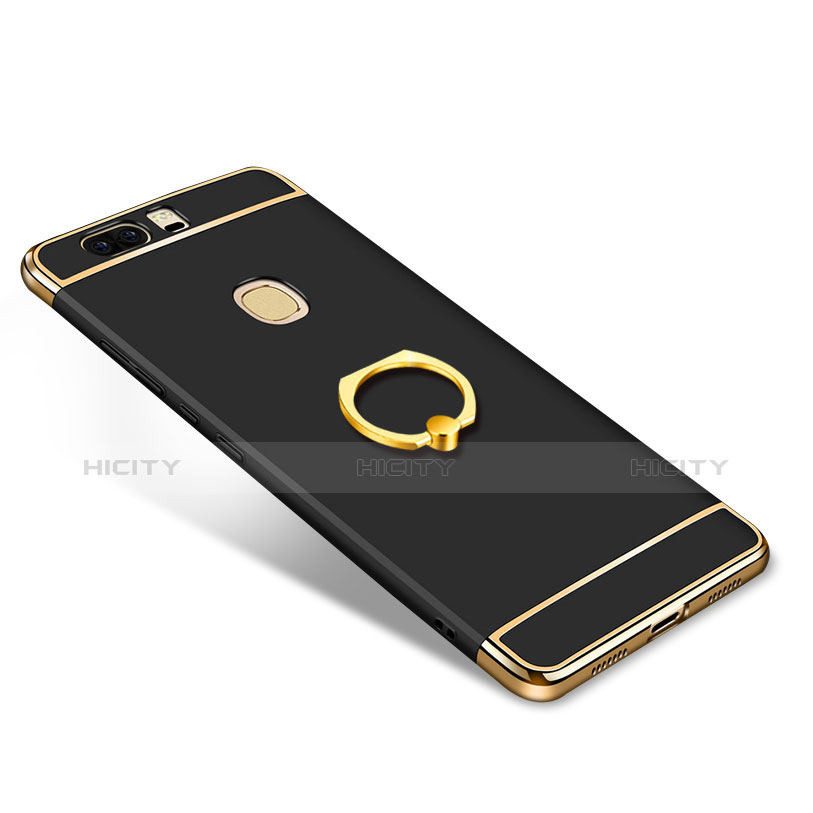 Cover Lusso Metallo Laterale e Plastica con Anello Supporto per Huawei Honor V8 Nero