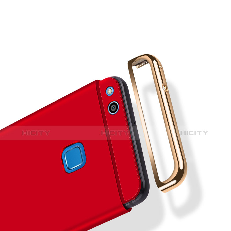 Cover Lusso Metallo Laterale e Plastica con Anello Supporto per Huawei P9 Lite (2017) Rosso