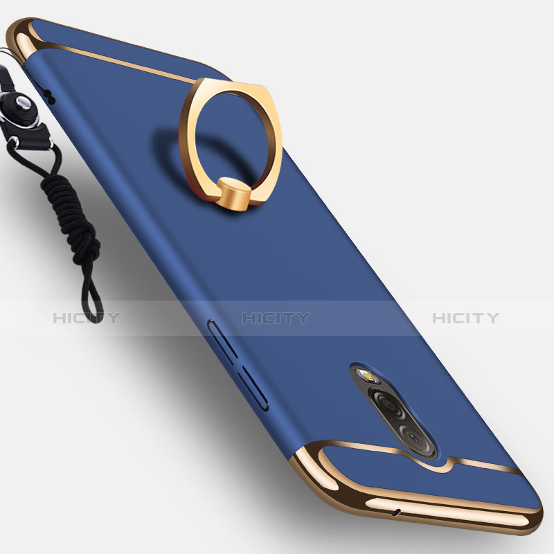 Cover Lusso Metallo Laterale e Plastica con Anello Supporto per Samsung Galaxy C8 C710F Blu