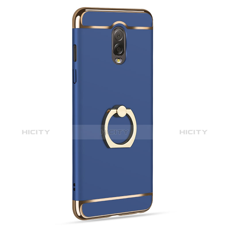 Cover Lusso Metallo Laterale e Plastica con Anello Supporto per Samsung Galaxy J7 Plus Blu