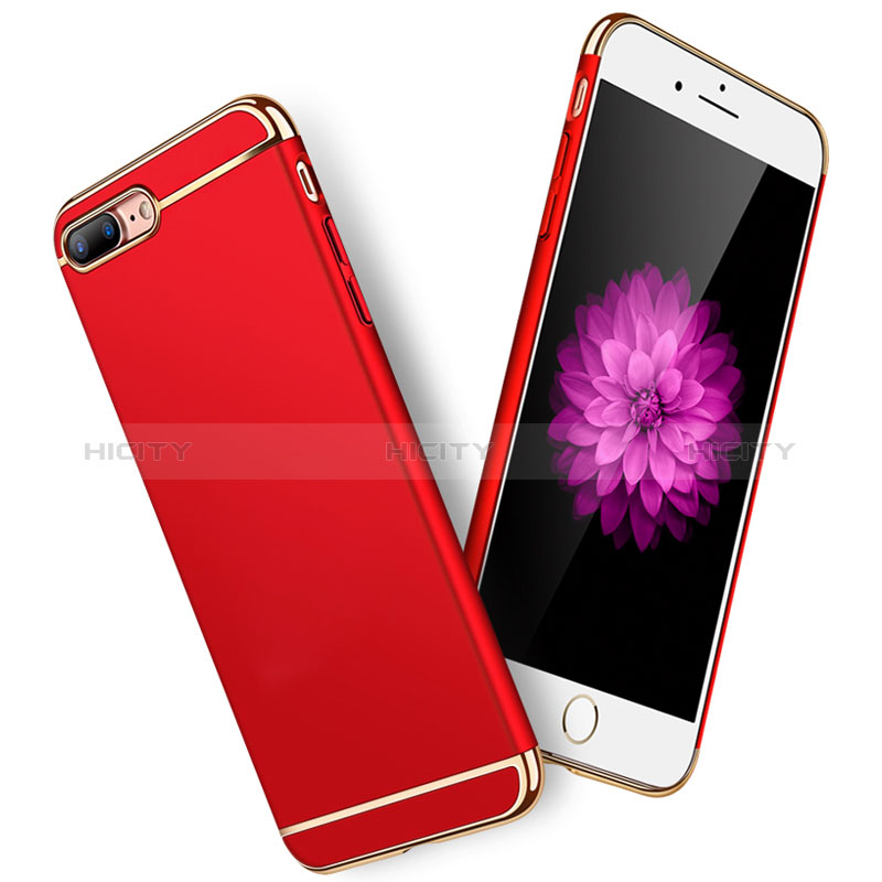 Cover Lusso Metallo Laterale e Plastica F01 per Apple iPhone 8 Plus Rosso