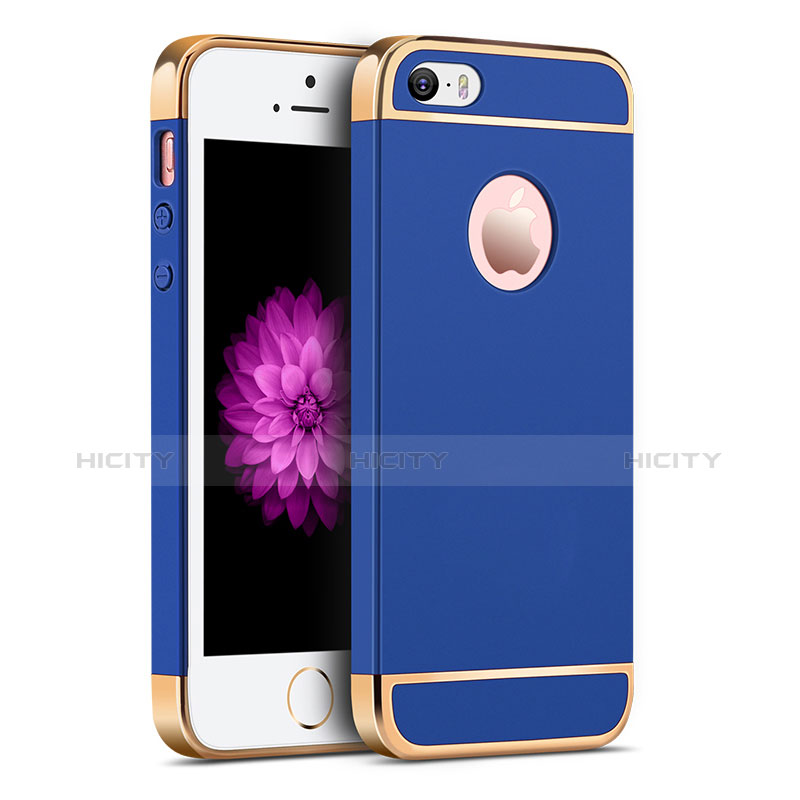 Cover Lusso Metallo Laterale e Plastica per Apple iPhone 5S Blu