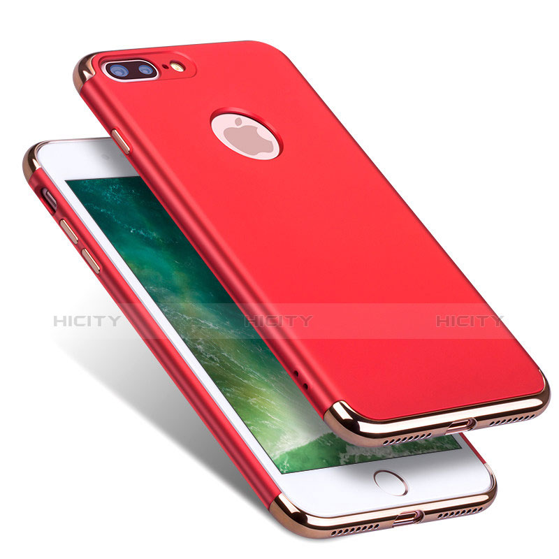 Cover Lusso Metallo Laterale e Plastica R01 per Apple iPhone 7 Plus Rosso