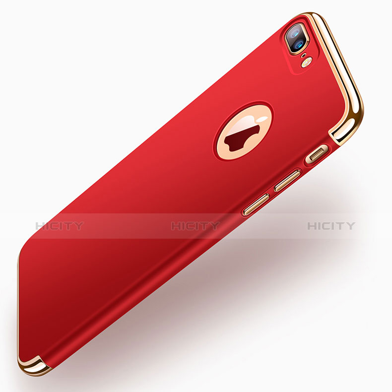 Cover Lusso Metallo Laterale e Plastica R01 per Apple iPhone 7 Plus Rosso
