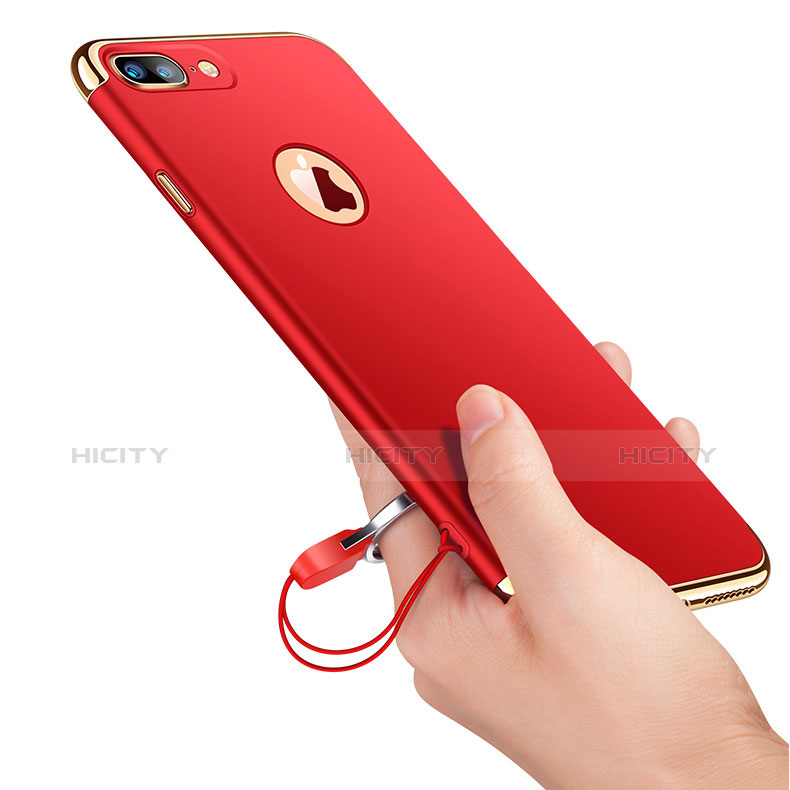 Cover Lusso Metallo Laterale e Plastica R01 per Apple iPhone 7 Plus Rosso