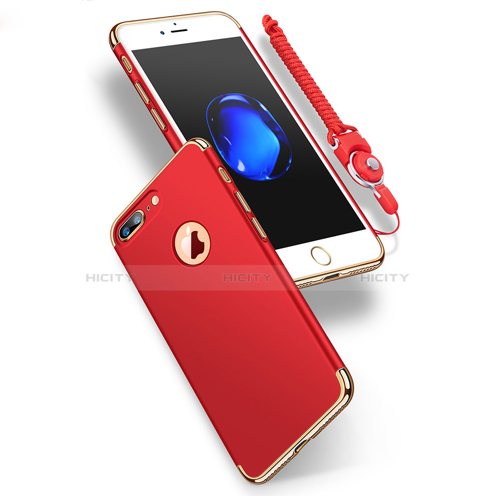 Cover Lusso Metallo Laterale e Plastica R01 per Apple iPhone 7 Plus Rosso