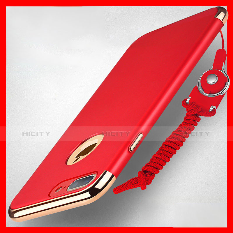 Cover Lusso Metallo Laterale e Plastica R01 per Apple iPhone 8 Plus Rosso