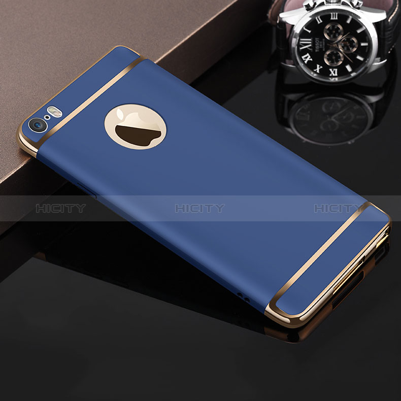 Cover Lusso Metallo Laterale e Plastica T01 per Apple iPhone 5S Blu