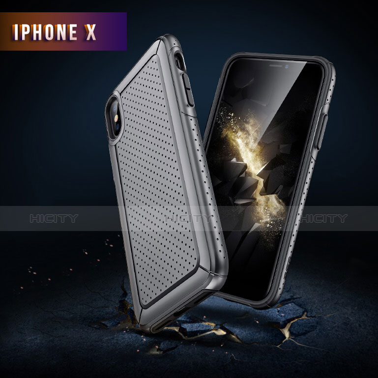 Cover Plastica e Silicone Perforato per Apple iPhone X Nero