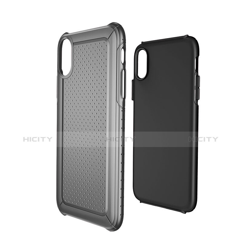 Cover Plastica e Silicone Perforato per Apple iPhone X Nero