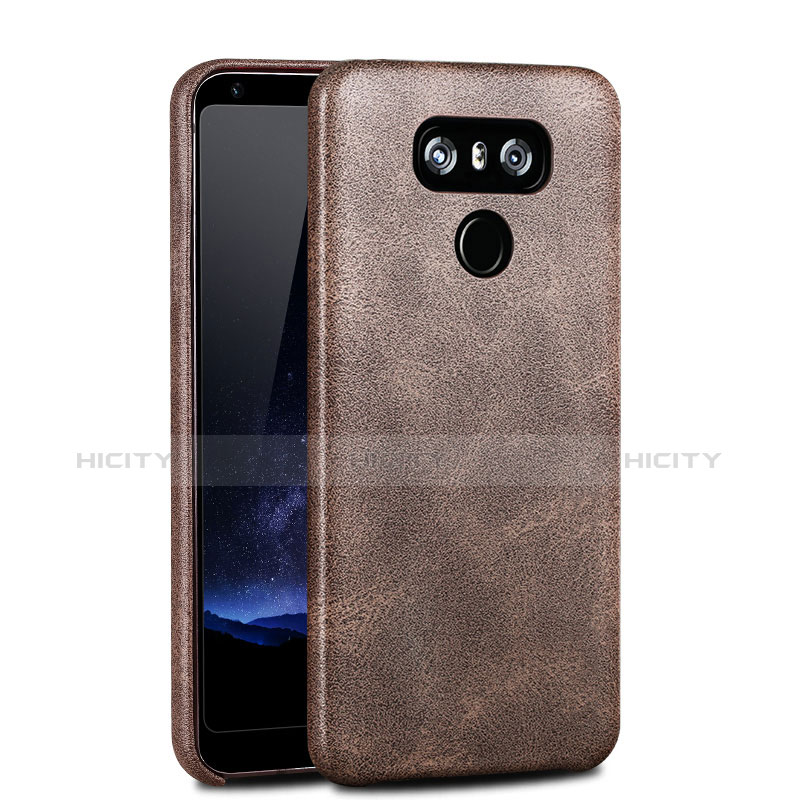 Cover Plastica Rigida In Pelle per LG G6 Marrone