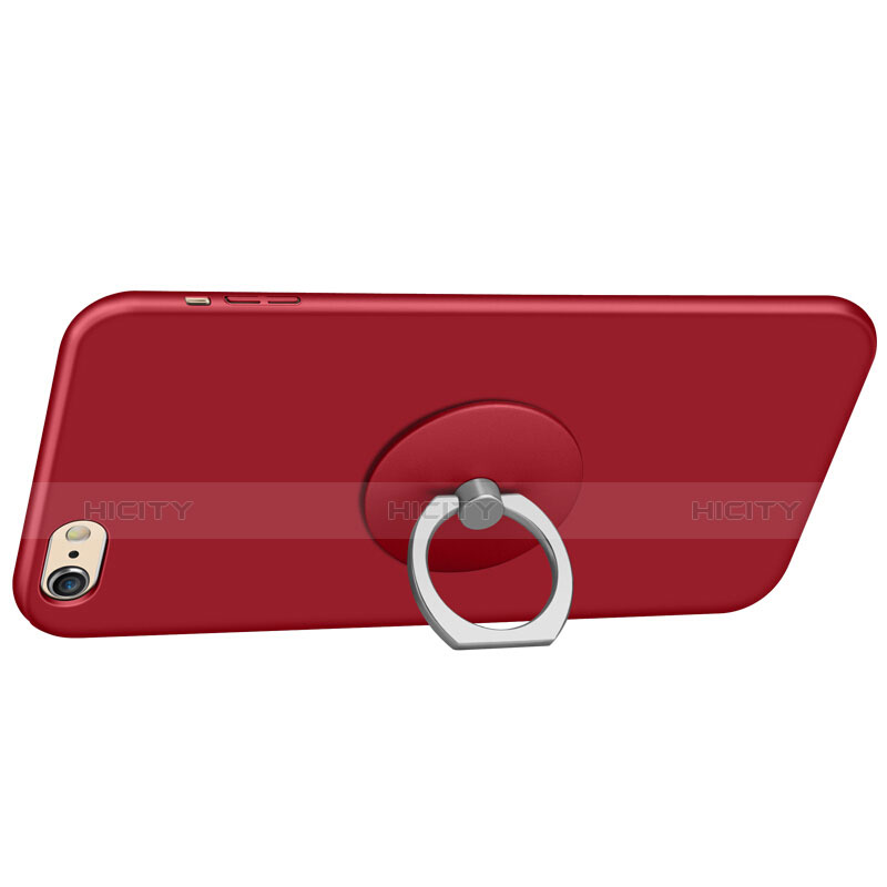 Cover Plastica Rigida Opaca con Anello Supporto A01 per Apple iPhone 6 Rosso