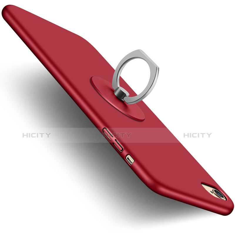 Cover Plastica Rigida Opaca con Anello Supporto A01 per Apple iPhone 6S Rosso