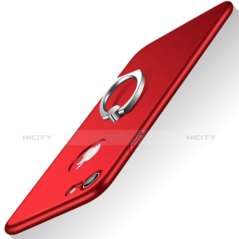 Cover Plastica Rigida Opaca con Anello Supporto A02 per Apple iPhone 8 Rosso