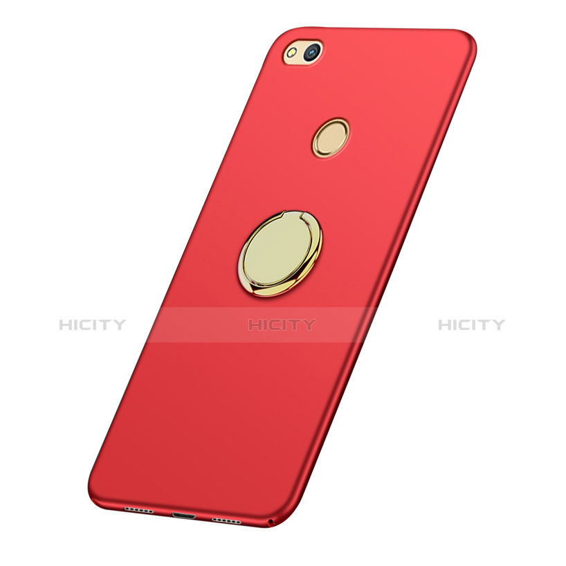 Cover Plastica Rigida Opaca con Anello Supporto A02 per Huawei Honor 8 Lite Rosso