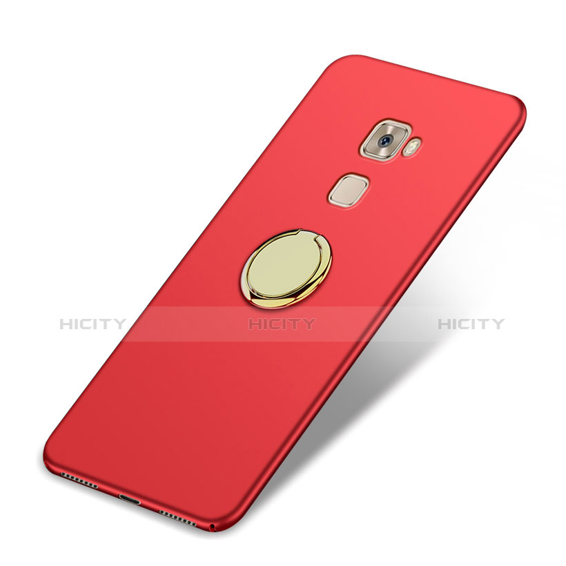 Cover Plastica Rigida Opaca con Anello Supporto A02 per Huawei Mate S Rosso