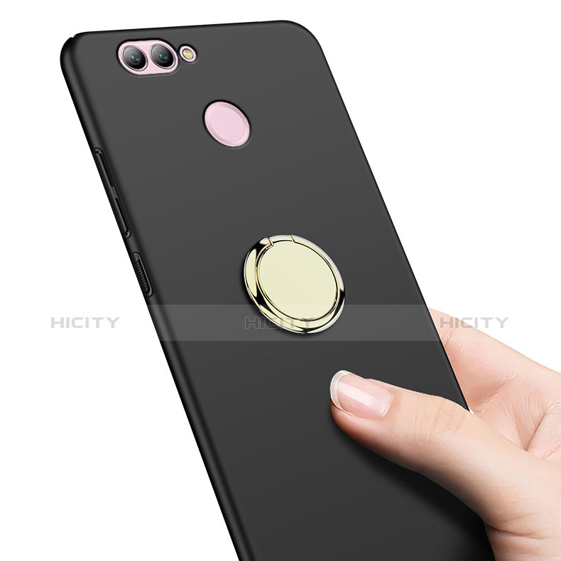 Cover Plastica Rigida Opaca con Anello Supporto A02 per Huawei Nova 2 Plus Nero